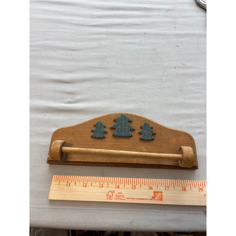 Vintage Wooden Wall Mount Towel Rack Pine Tree Decor Rustic Farmhouse Kitchen